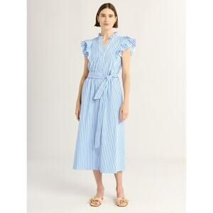 Free Assembly Women's Ruffle Cotton Midi Shirtdress Large